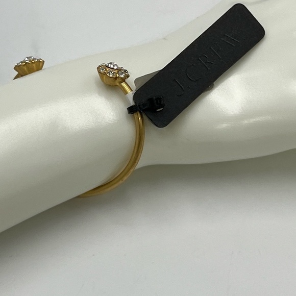 J. Crew Sparkly Rhinestone Gold Tone Flower Cuff Bracelet New - Picture 6 of 11